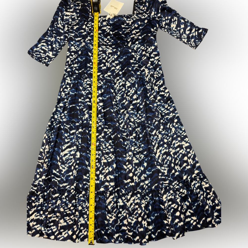 Diane von Furstenberg Nora Midi Dress Tie Dye Tiger Blue/White NWT Size 14 - Picture 5 of 16